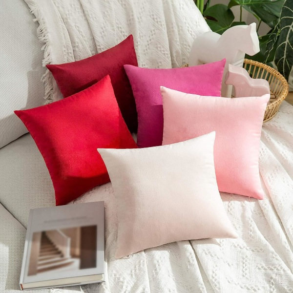 IC 2 Kuddfodral Sammet Dekorativ Soffa Case Super Mjuk Bekväm Dekoration Hem Vardagsrum Sovrum för Soffa 50X50CM Vinröd