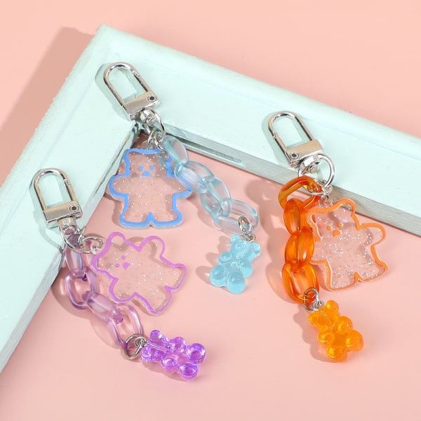 (3 kpl) kawaii karhu avaimenperä, söpö sarjakuva riipus laukku riipus, sopii IC