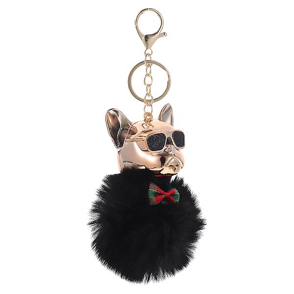 Rolig hund nyckelring plysch boll hängande väska ryggsäck hängande prydnad dekoration IC
