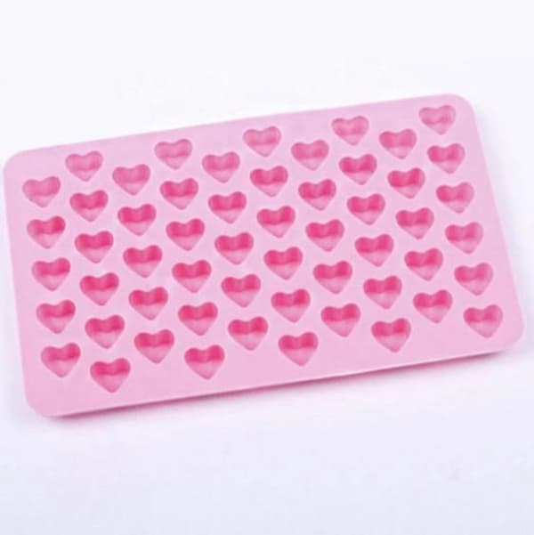 Pink silikone mini hjerteform – 55 hjerter til is, chokolade, bagning, isterninger
