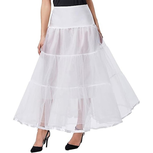 Dame Ankel Lengde Underskjørt Skjørt Bryllup Halv Slip Krinoline Underskjørt Hvit White S M