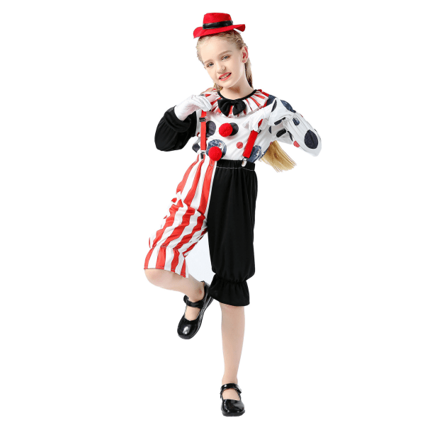 Leskig clowndräkt for barn Deluxe sett for Halloween Dress Up Party Cosplay M