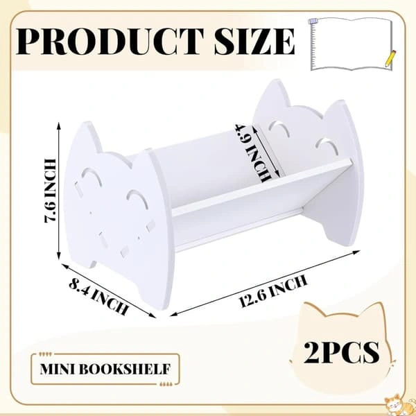 White Slanted Bookshelf Set - Book Organizer - 2 Pieces