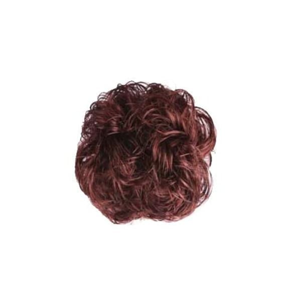 Røffe Bull-frisyre Tousled Curly Scrunchie Kunstig Hårforlengelse Vinrød