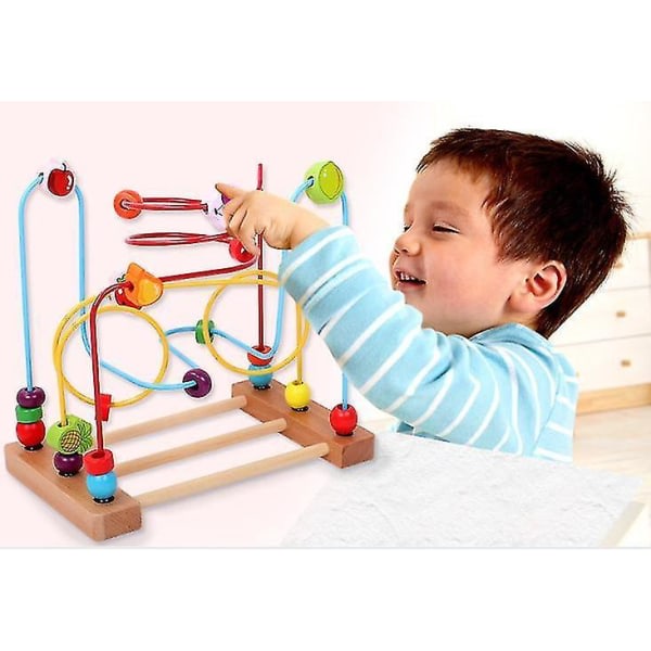 IC Bead Maze-leksak for småbarn, fargeglada berg-och-dalbana i tre for barn (størrelse 2)
