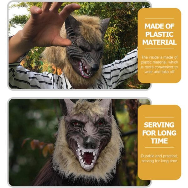IC Toddmomy 2-pack vargskämtmasker, vargklorhandskar, Halloween varulvsmask, Werewolf Mask Handskar, Blandade Färger, 27x22cm