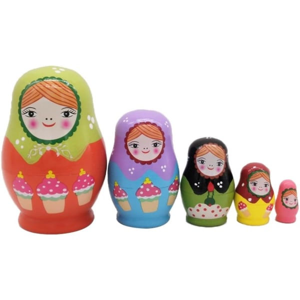 IC 5 st Ryska dockor Babushka trä ryska häckande dockor leksakspresent