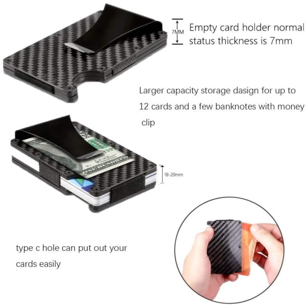 IC Carbon Fiber korthållare RFID Svart One size