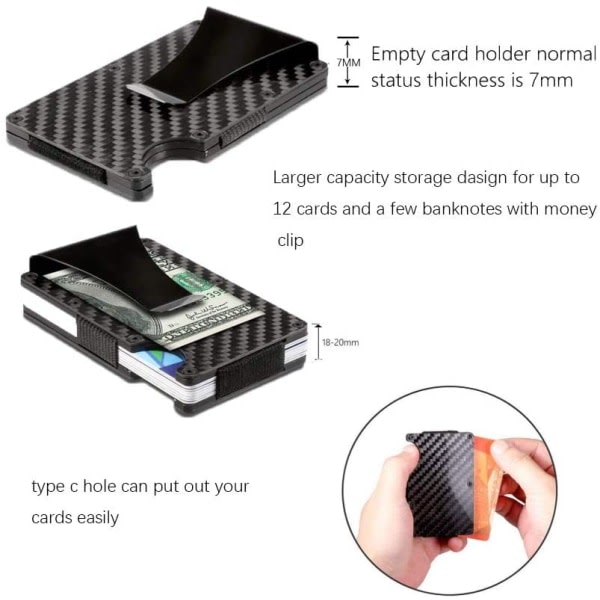 IC Karbonfiber kortholder RFID Svart One size