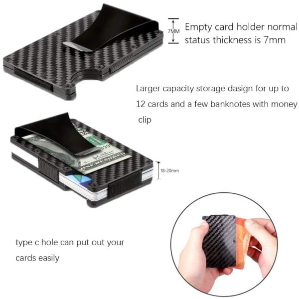 IC Kolfiber Kortfodral RFID Svart One size