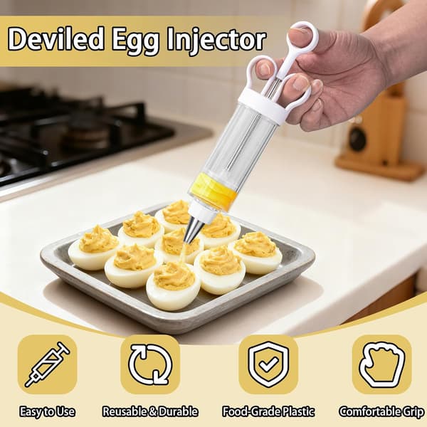 Fylt egg-sprøyte - Injektor med doseringssprøyte - For perfekte egg - Hvit