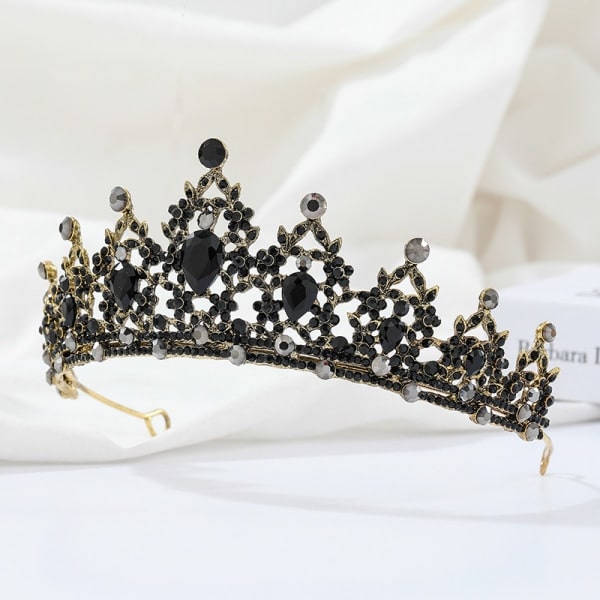 IC Mattel Hardware Crown Eurooppalainen ja Amerikkalainen Morsian Barokki Retro Kruunu Strassit Musta Kruunu Tiara