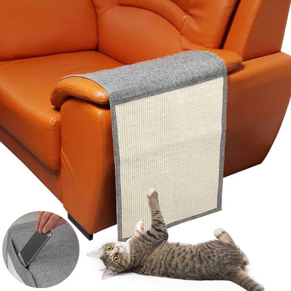 IC Cat Scratch Mat, Naturligt Sisal Soffskydd, Cat Scratch Cover, Förhindra repor i möbler - Ljusgrå