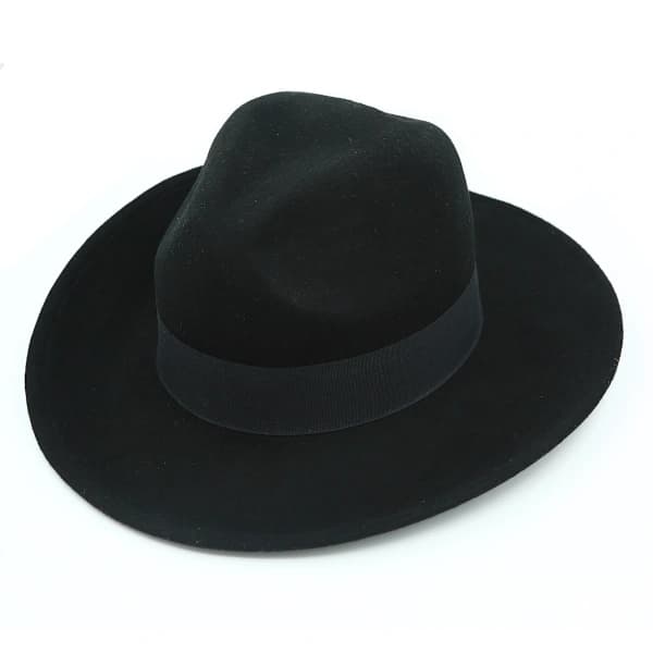 Hat with decorative band, wool - Black