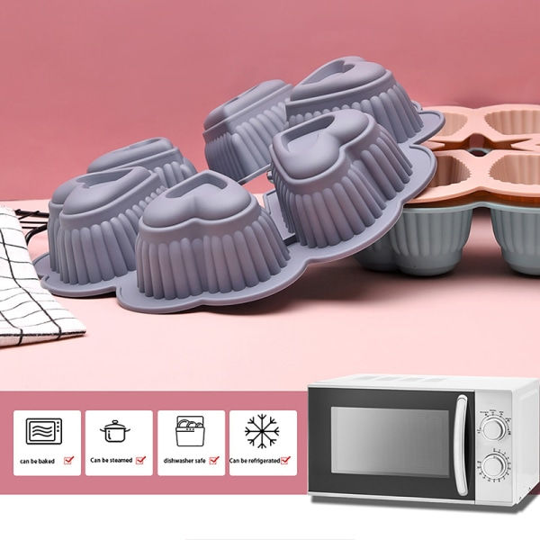 6-Ruters Hjerteformet Silikon Bakeform Kakeform Grønn