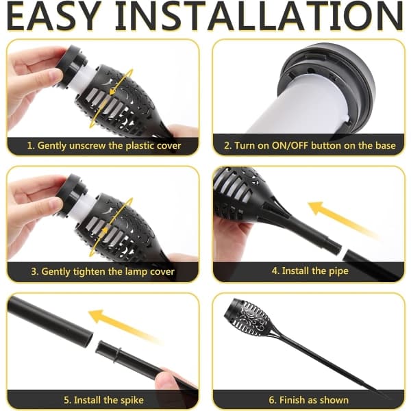 IC Utomhus Solar Flame Lights - 6-pack Vattentäta Solar Torch Lights