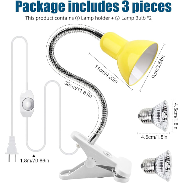 Skildpadde varmelampe, krybdyr landskildpadde lampe, landskildpadde lampe, krybdyr varmelampe, til krybdyr, padder, skildpadder B yellow