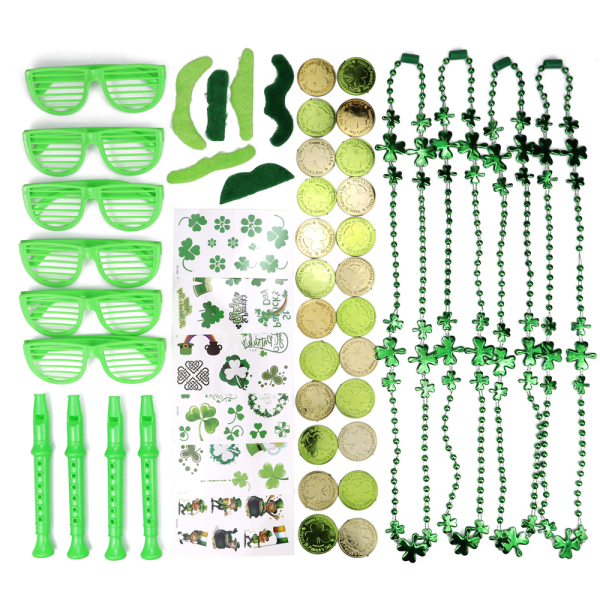 50 delar St.Patrick's Day Party Favor Set inkluderar glasögon skägg