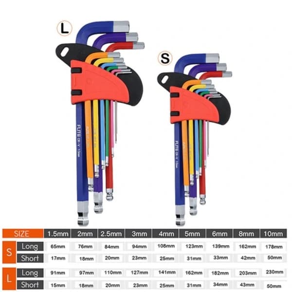 9 stk unbrakonøgle sæt med kugleende SAE Metrisk Stjerne Lang Arm Industriel Kvalitet 9 stk Lang Torx Hex 9pcs Long Torx Hex