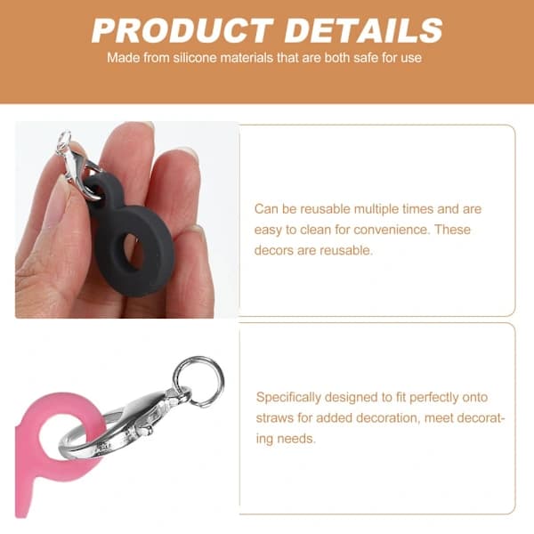 6 Pcs Straw Decorations Reusable Straw Pendants Straw Silicone Charms Portable Props