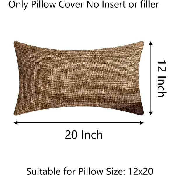 IC Tyynynpäällinen, pehmeä pellavapäällinen 2 kpl setti, suorakaiteen muotoinen selkänojatyyny sohvalle toimistotuolille miehille, 12x20 tuumaa, ruskea