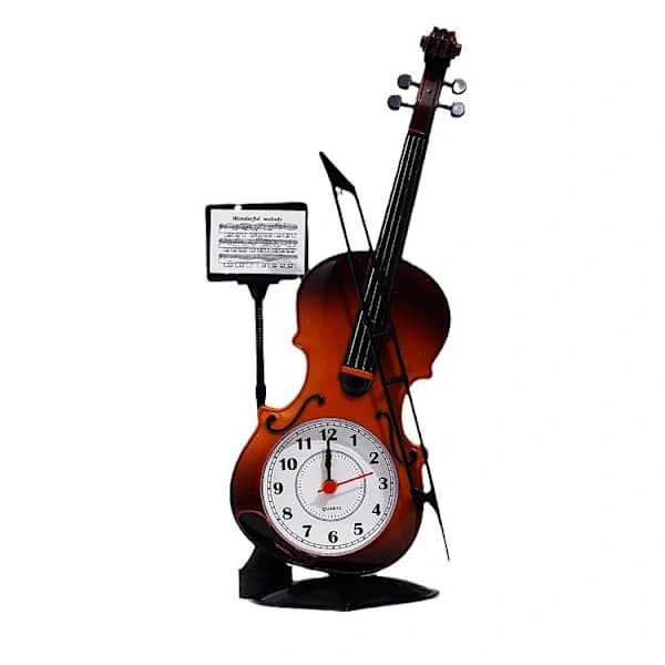 ZH888 Creative Student Desk Ornament Clock, Violin, Plastic Alarm Clock, Couple, Friend, Classmate Gift red red