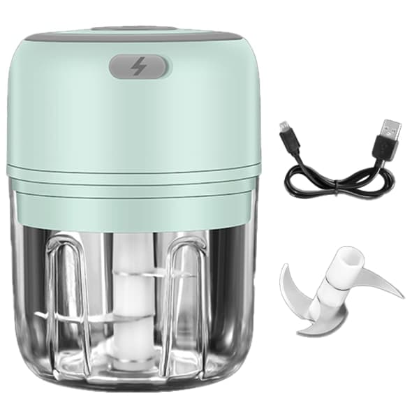 IC Elektrisk Mini Mathackare, Elektrisk Vitlökshackare, Mini Babymat - Grön - 250ml