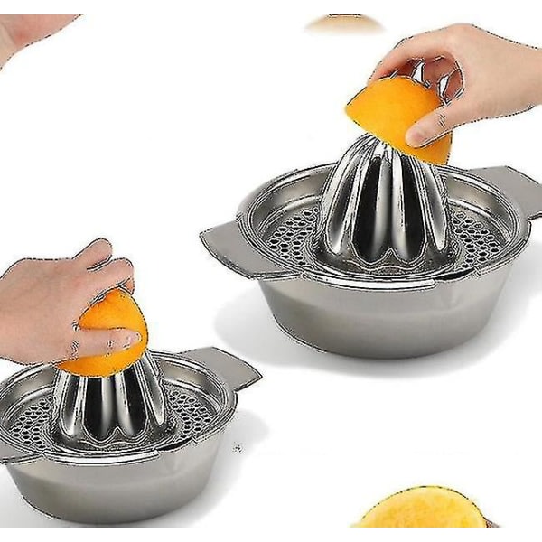 Mindre stål citronpressare, juicepress med skål Beholdere for oraner citroner frugt hem juice i kit
