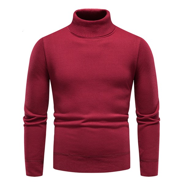 IC Herrtröja förtjockad tröja enfarvet casual med høj kraft (rød--XL størrelse)