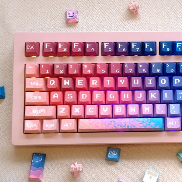 GMK Keycaps 129 Tangenter Körsbärsprofil DYE-SUB Personliga Space Pixel Tangentbordsknappar Space pixel IC