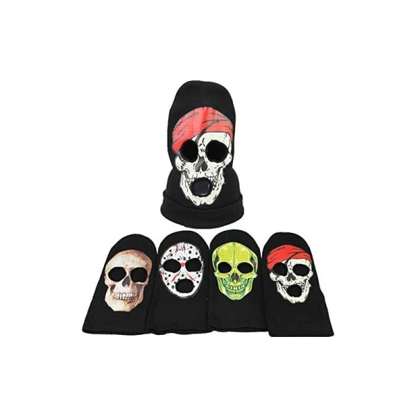 IC Halloween Spøgelsesmaske Gyser Dødningehoved Skelet Strikket Hue Spøgelsesmaske Cosplay Parodie Uldhue (C)