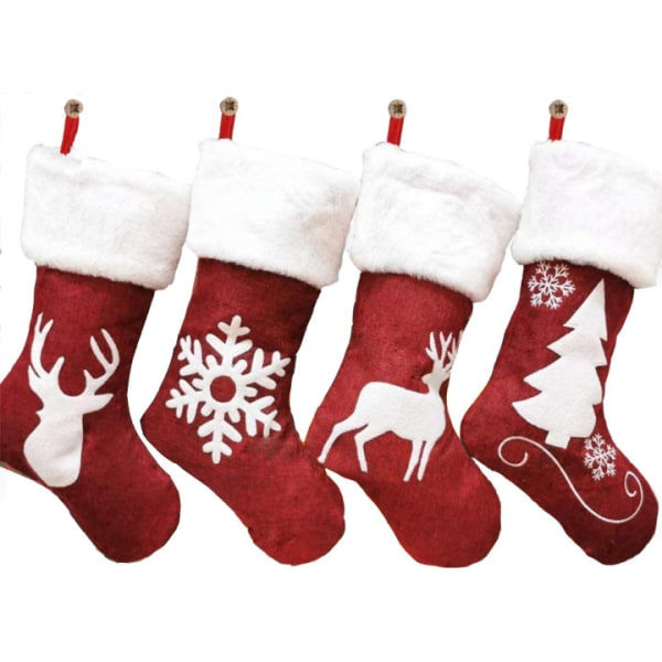 IC NOE 4 st Julstrumpor för öppen spis, tomte