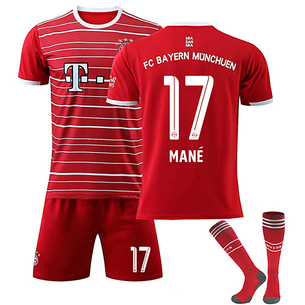 22/23 Ny säsong Hem FC Bayern Munchen MANE Nr 17 Barn Jersey-pakke Barn-28