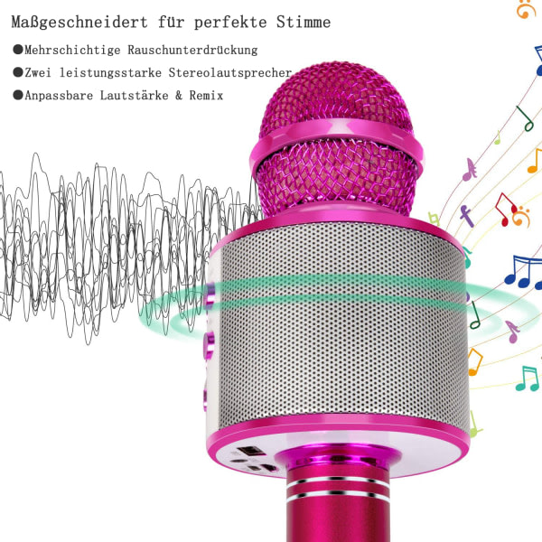 IC Bluetooth Trådløs Karaoke Mikrofon med Flerfarvet LED-lys, Håndholdt Mikrofon til Børn/Voksne at Synge, Kompatibel med Android/iOS