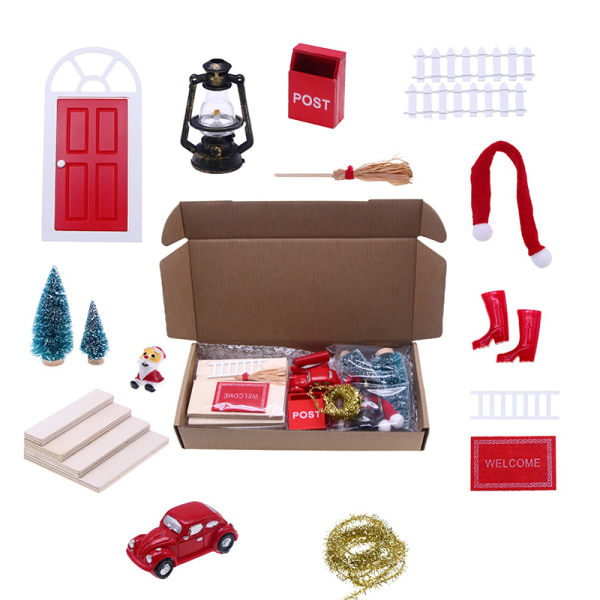 IC Dockskåp Miniatyr Juldräkt DIY Trä Elf Dörrdockor Ho