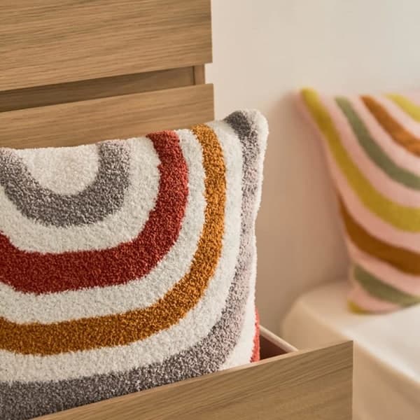 IC Färgglada Regnbågskuddfodral Randigt Case Fuzzy Throw Örngott för Sovrum Vardagsrum Kontorsbil (Vit, 18\"x18\")