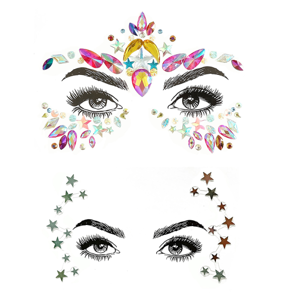 IC Face Jewels Självhäftande Ädelstenar Party Face Stickers Rhinestone M BL139