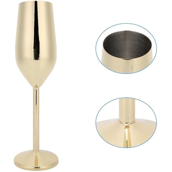 Champagnefløyte Rustfritt Stål Vinglass Gjenbrukbar Beger Bryllupsgave, Jubileum (Gull)