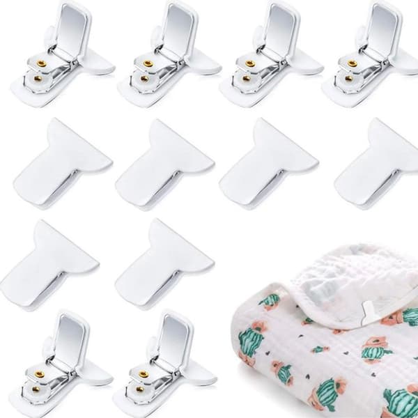 Quilted - Duvet Clips - Sheet Clips - 12 - Pieces - Sheets - Sturdy - White - Clips