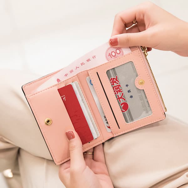 IC Kvinders pung lynlåslomme kontantkortholder møntpung Pink