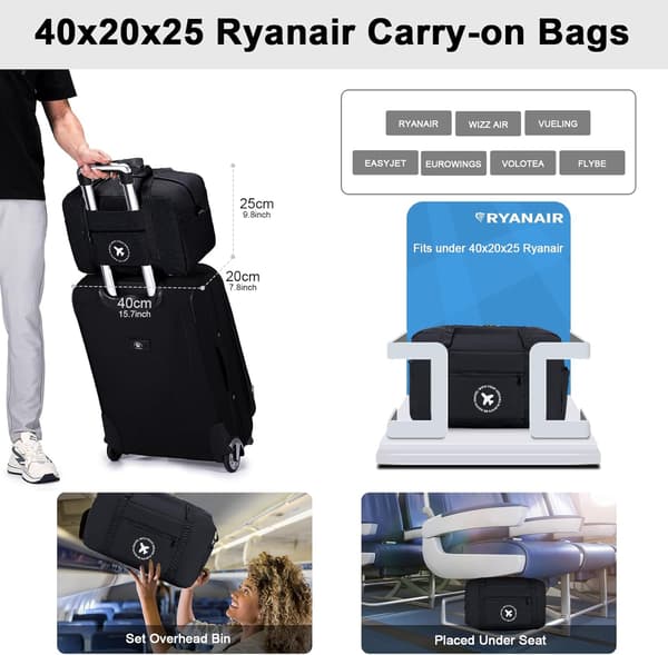 Multi-compartment Travel Bag - Foldable Large Capacity Suitcase, Designed for Students and Short Business Trips, 40x20x25 cm.