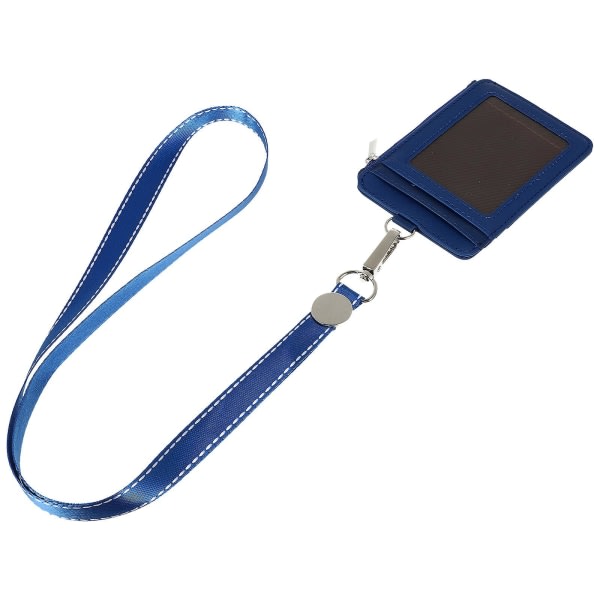 Vertikal märkeshållare ID-hållare i läder med avtagbar age och vridklämma (mörkblå) Blå ingen IC