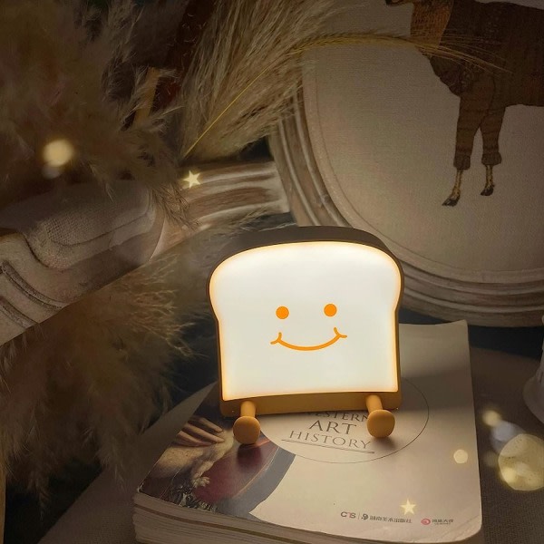 IC Toast Bread Nattljus, Mjuk LED Toast Lampa med sött ansikte Le alltid, Sovrumsbordslampor Examen Presenter Idéer