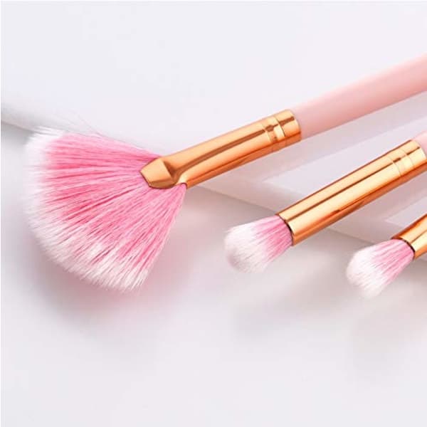 IC Sminkbørster 10 stk Rosa trehåndtak Nylon