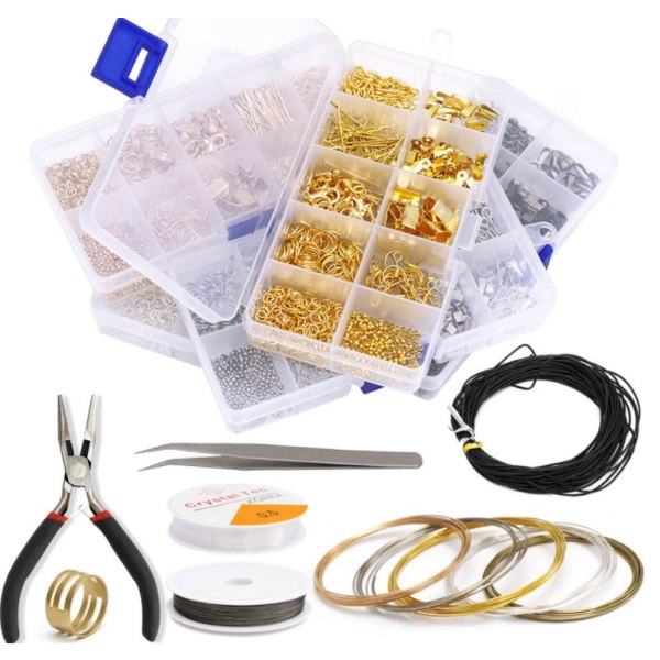 DIY Örhängetillbehör Set Örhänge Material Set Materialväska med Verktyg Handgjorda Smyckestillbehör - Vit