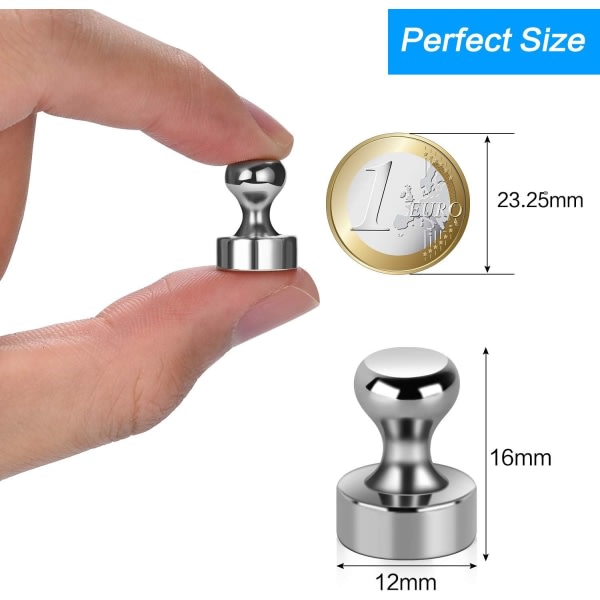 IC 24 st neodymmagneter, extremt starka 12 x 16 mm metallmagneter - rostfria konmagneter Magneter för magnettavlor med förvaringslåda