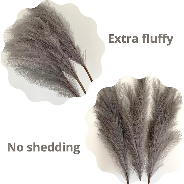 IC Stora Pampasgress Grå Faux 5 stilker Ekstra Fluffy Faux 70cm Flow