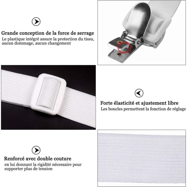 IC 8 stk (60cm til 200cm) Justerbare Lakensbånd, Justerbare Spændere, Passer til alle senge og madrasser, Sort