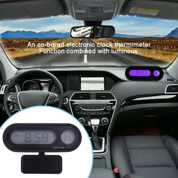 IC Biltermometer Klocka LCD Digital Display Temperaturmätare