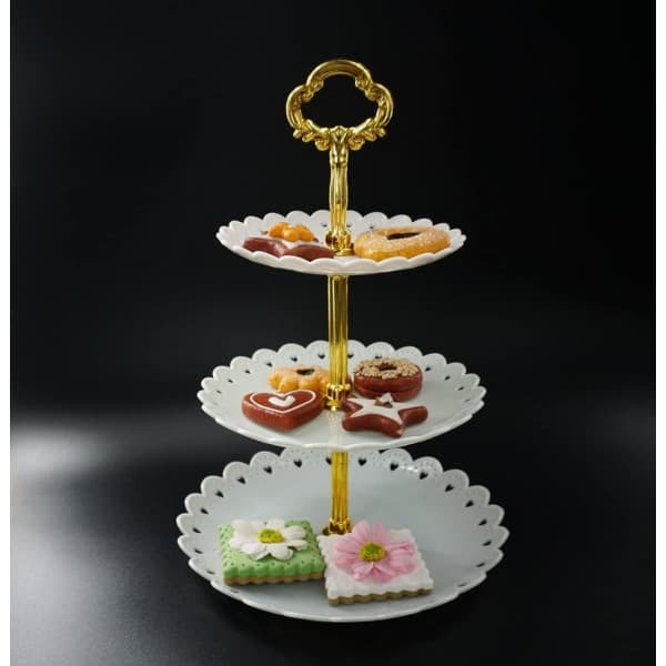 IC 3-etasjers Cupcake Stativ, Ostebrett Cupcake Dessert Stativ, Metall Hvit
